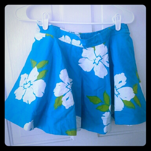 Blue hollister floral skater skirt