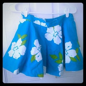 Blue hollister floral skater skirt