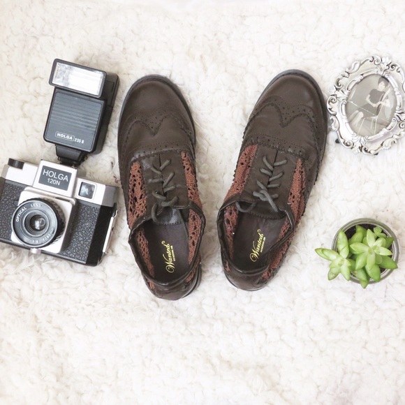 Crochet Or Lace Brown Oxfords
