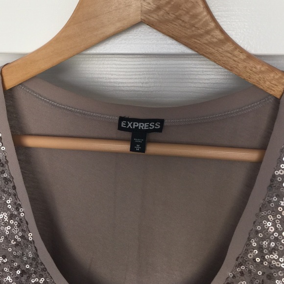 Sequined Gold Taupe Express Tank Medium - Picture 2 of 2