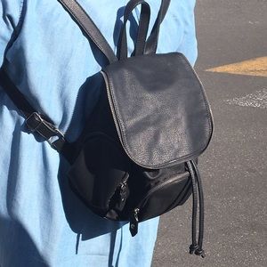 Black leather backpack