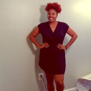 Short navy blue and black dress