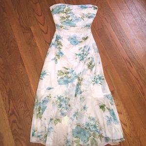 Strapless flower print dress