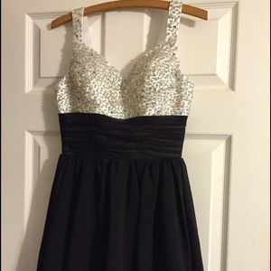 Black and Silver Short Prom Dress