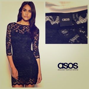 ASOS Black Lace Bodycon Dress Size 4
