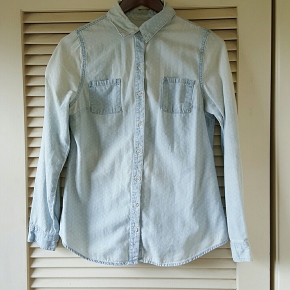 SALE: Distressed Denim Button Down