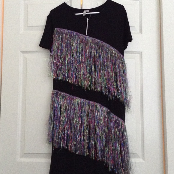 ASOS Summer Tinsel Body-Con T-Shirt Dress Blk