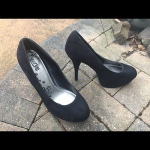 Black suede Brash pumps from Payless