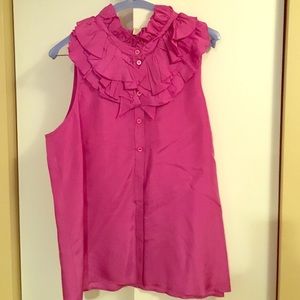 J. Crew Silk Pink Ruffled Blouse