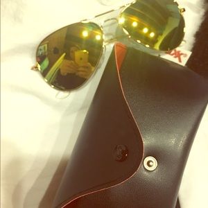 Rayban yellow reflective aviators