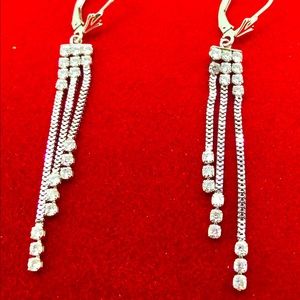 White gold dip 925 silver hanging earrings