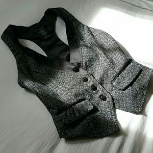CHARLOTTE RUSSE TWEED AND SATIN VEST