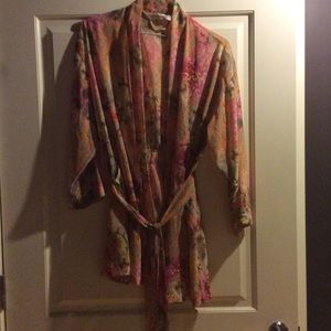 Flower print sheer robe