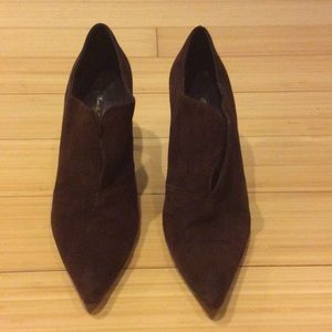 Brown suede booties