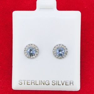 White gold dip 925 sterling silver halo studs