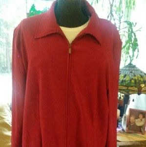 18w red lightweight jacket zips up suede cloth