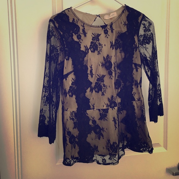 Sugarlips Black Lace Peplum Top (Size L)