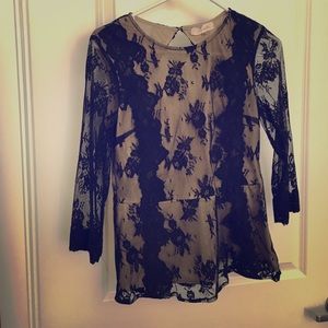 Sugarlips Black Lace Peplum Top (Size L)