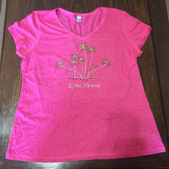 Pink V-Neck Kona Hawaii Shirt XL