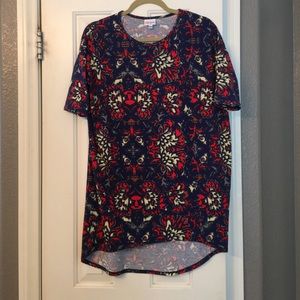 Lularoe Irma tunic, blue/red, xxs