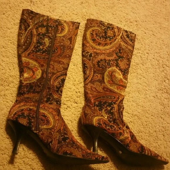 Orange multi color boot