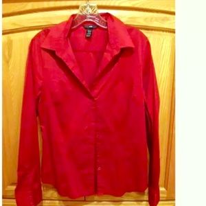 H&M Red Button Down Blouse - Size 12