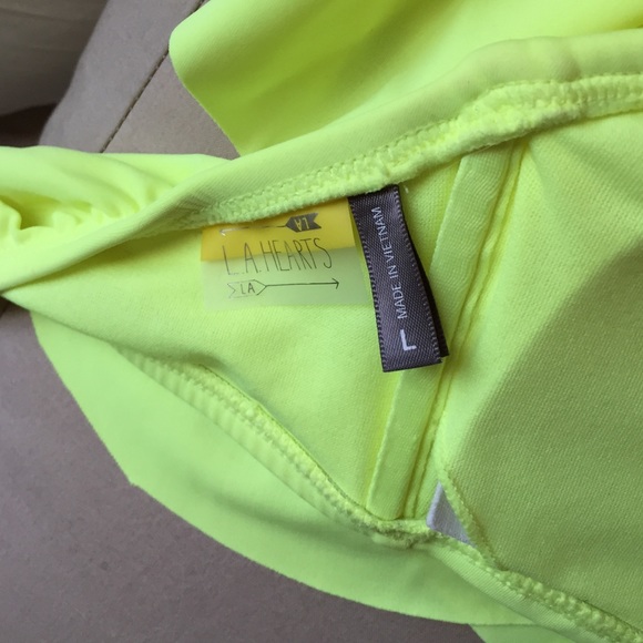 LA Hearts neon yellow strapless swim top - Picture 2 of 2