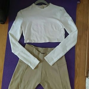 Crop top mock turtle neck and high waist leggings