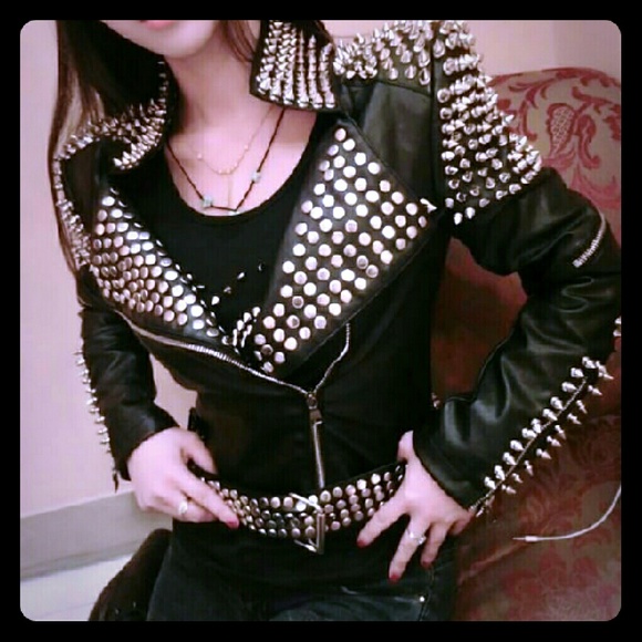 Celebrity style studded leather jacket all sizes. - Picture 1 of 4