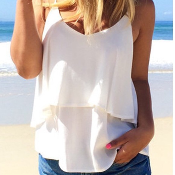 Rose gal white chiffon tank
