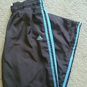 Adidas dark grey and blue wind pants