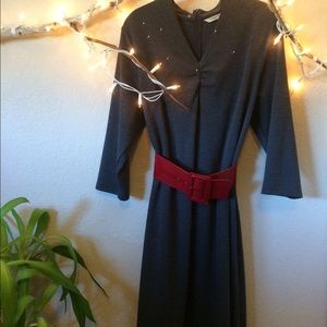 Liz Claiborne charcoal v-neck dress, 3/4 sleeves