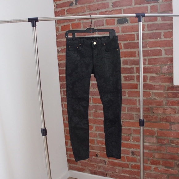 Zara Black Pants with Floral Detail