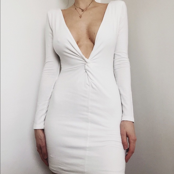 June & Hudson white long sleeve dress