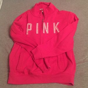 VS PINK fleece lined 1/4 zip sweatshirt