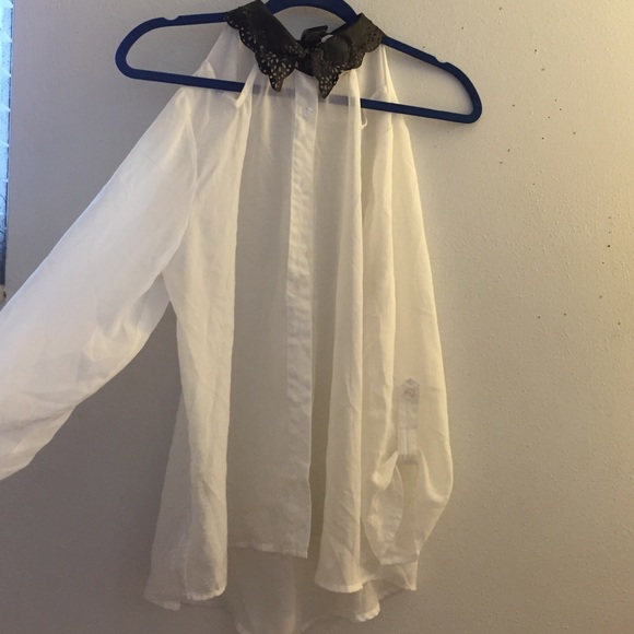 Sheer button down long sleeve shirt