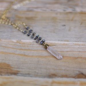Quartz with moonstone wrapped beads necklace