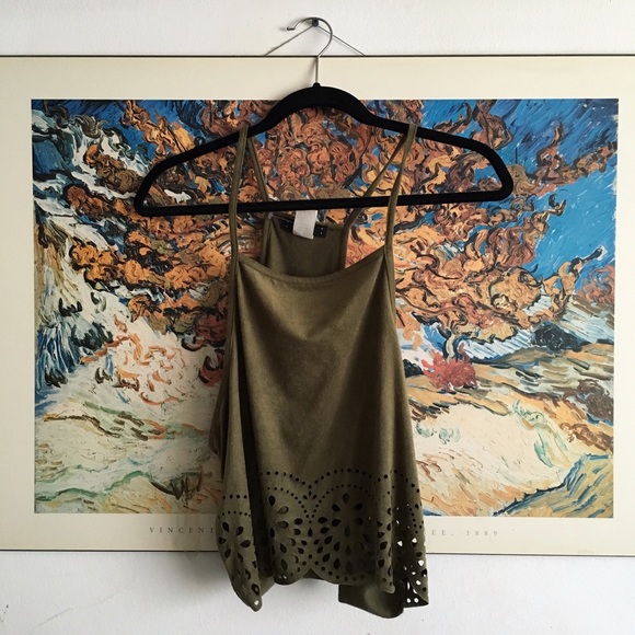 • Suede Olive Cutout Croptop •