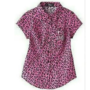 Leopard Pink Button Down Shirt (Abbey Dawn)