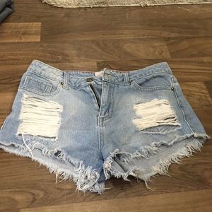 High waisted jean shorts