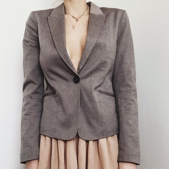 H&M tan striped blazer