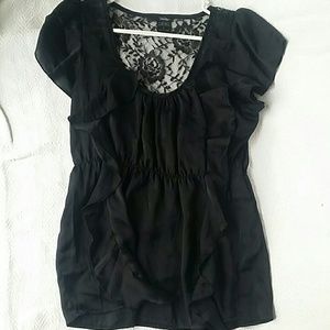 Black ruffle top