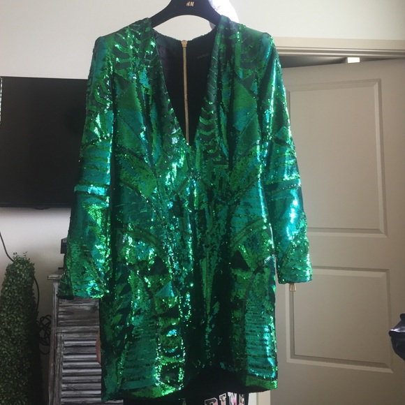 BALMAIM FOR H&M Green sequin dress