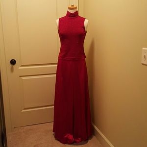 Red, two piece party gown