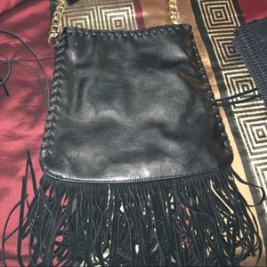 Small black fringed purse