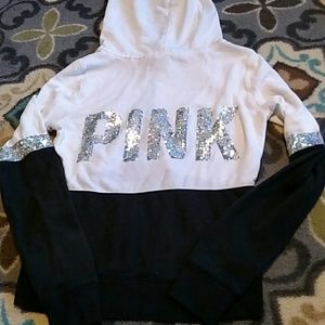 Victoria secret pink sequin bling hoodie xs