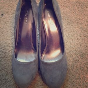Nine West gray suede heels