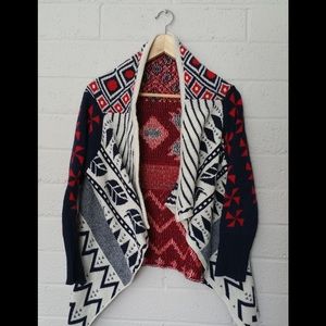 Tribal Aztec Knit Cardigan Sweater