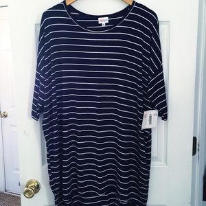 LulaRoe Irma Navy White Stripe