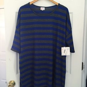 LuLaRoe Irma Blue & Gray Stripe XL